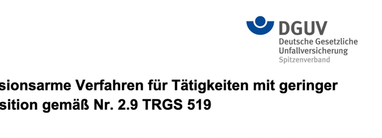 Screenshot DGUV permission less emission asbestos pipes germany